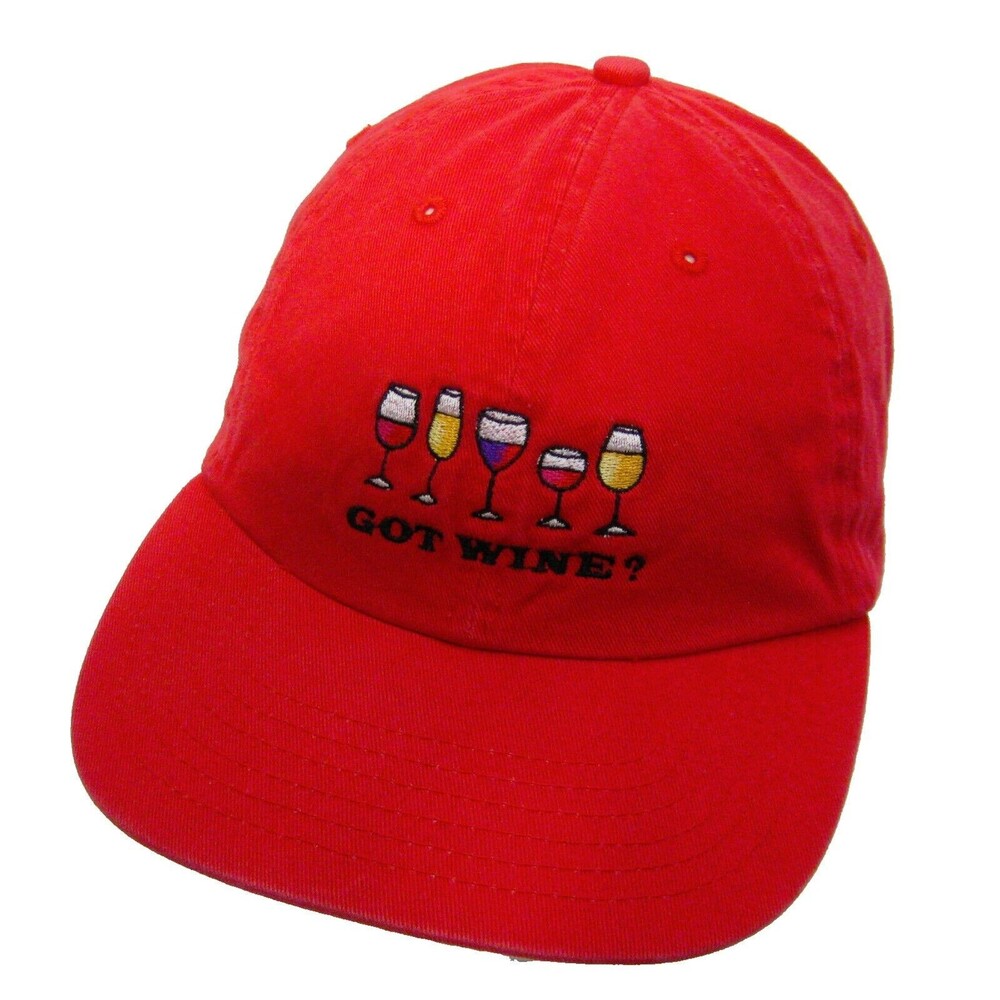 GOT WINE? Red Baseball Cap Logo Hat (Adult Adjustable) 100% Cotton Men's Women's